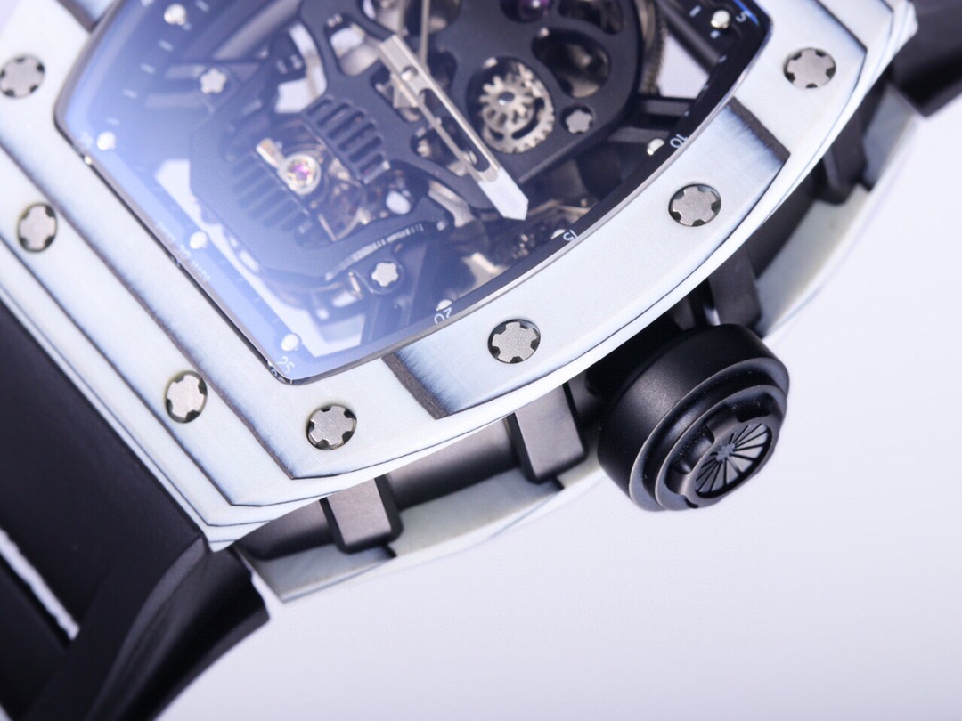 Fashion men's mechanical watch barrel type 50/43/16mm dial advanced movement automatic chain up sports leisure rubber strap super luxury skull watch