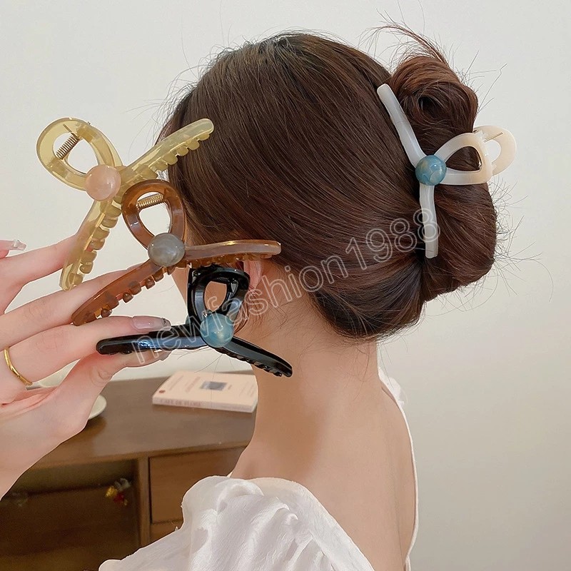 Moda Jelly Beads Garras de cabelo Clipes de cabelo coreanos de tamanho grande de penteado barrette para mulheres acess￳rios de cabelo de cabeceira de meninas