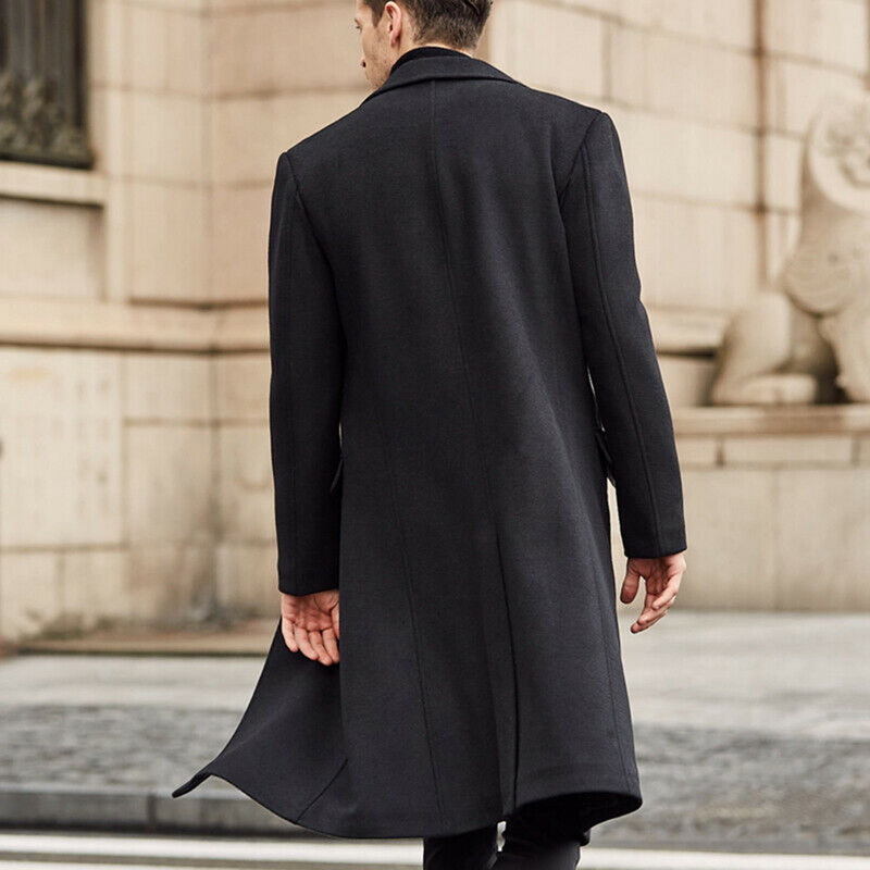 Men's Wool Blends Spring Autumn Winter Solid Men Coats Woolen Long Sleeve Jackets Fleece Mens Overcoats Fashion Long Trench Streetwear Outerwear 220930