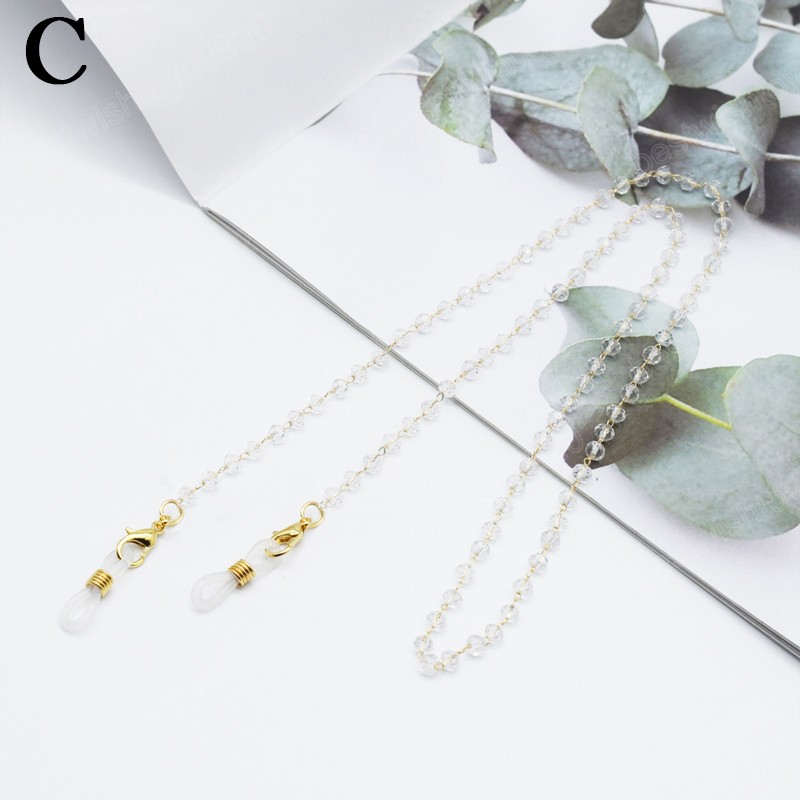 سلسلة نظارات الأزياء للنساء Crystal Eyeglasses Chains Lanyard Eyeglass Strap Rope Necklace Netlace Gift