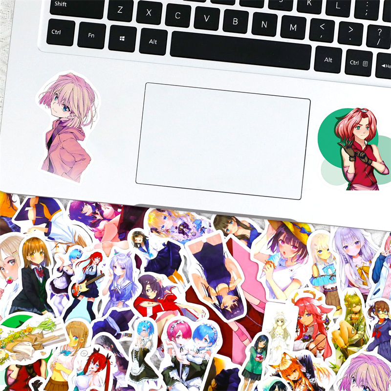 50 STKS Leuke Anime Meisje Stickers voor reistas Mode Tiener Kinderen Laptop Waterfles Fiets Gitaar Bagage Telefoon Computer Skateboard