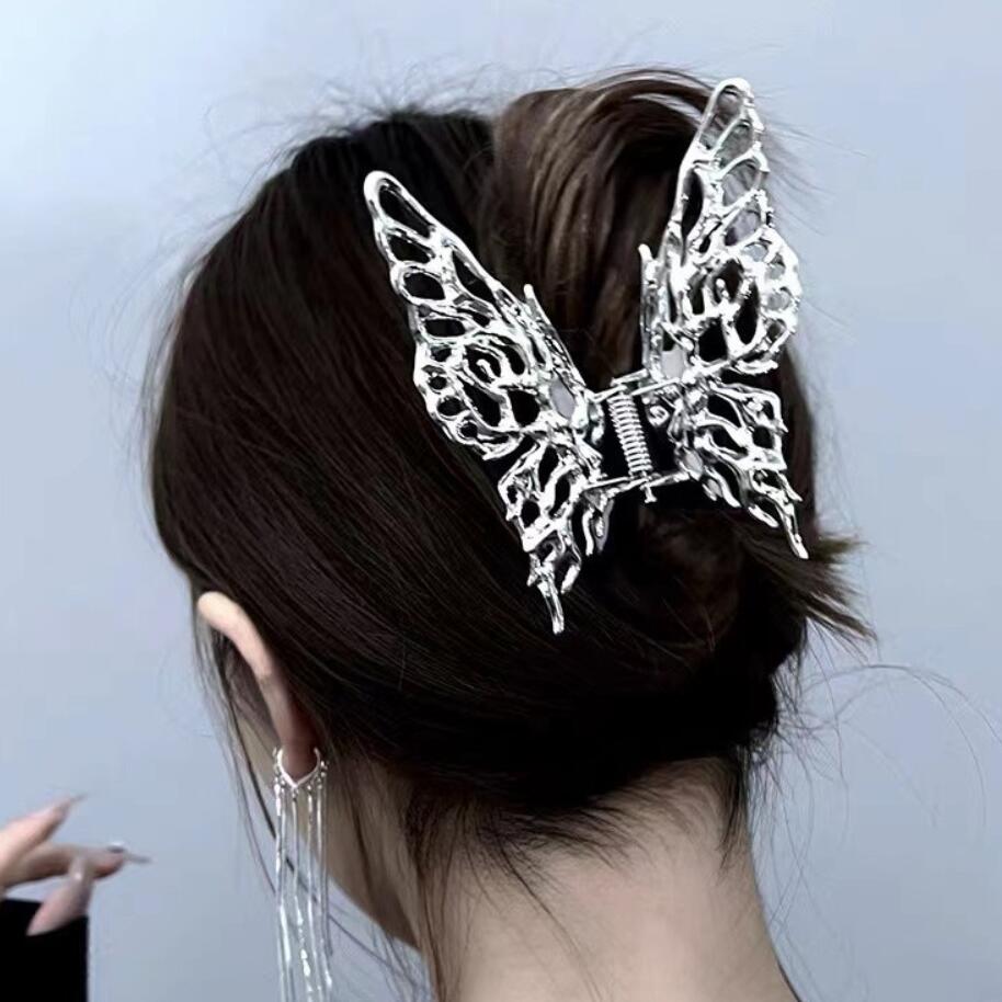 Schmetterling Große Metall Haar Klaue Clips Unregelmäßige Haarnadeln Punk Stil Krallen Haarspangen Frauen Vintage Kiefer Clip Haar Zubehör