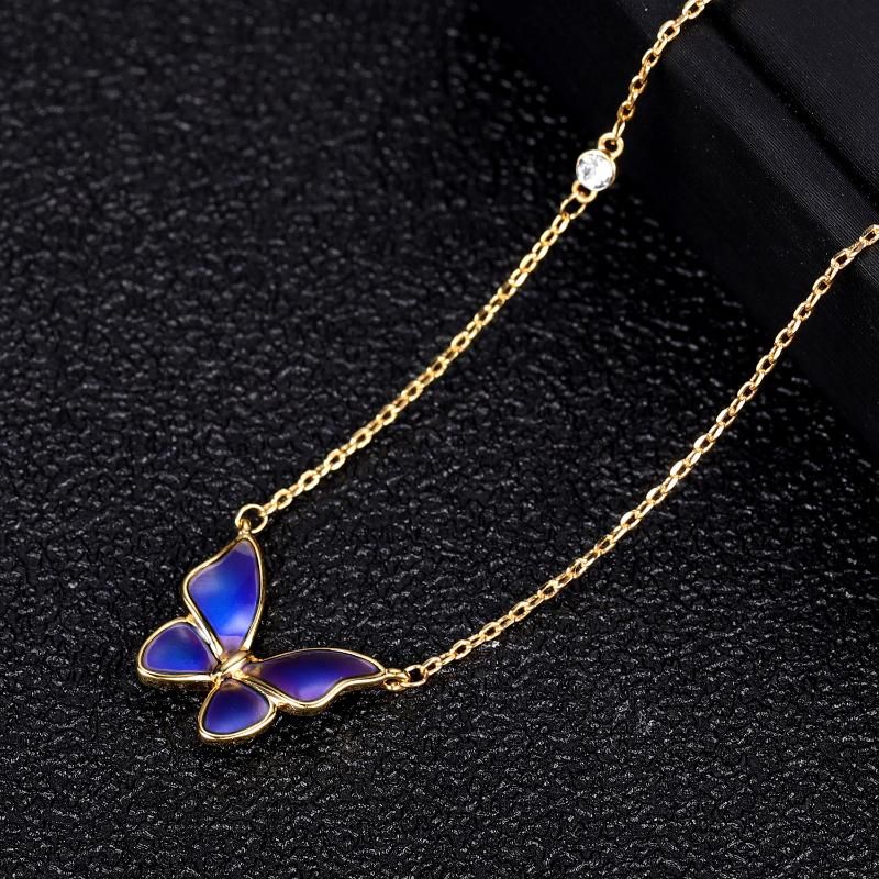 Fjäril hänge halsband för kvinnor koreansk metallkedja choker kvinnlig enkel fest födelsesten halsband smycken gåvor