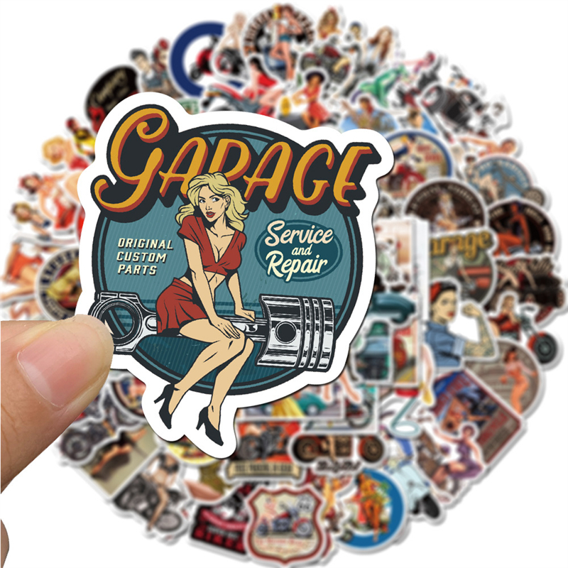 Sexy Pinup Girl Aufkleber Retro Motorrad Mädchen für Erwachsene Wasserdicht Vintage Sticker9741888