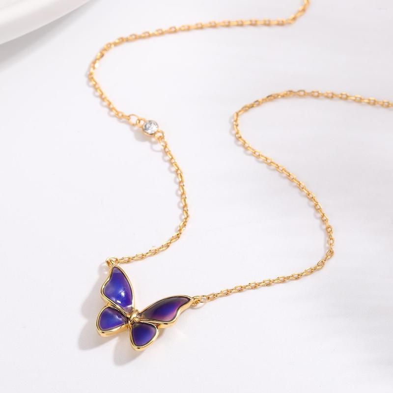 Butterfly Pendant Necklace For Women Korean Metal Chain Choker Female Simple Party Birthstone Necklaces Jewelry Gifts