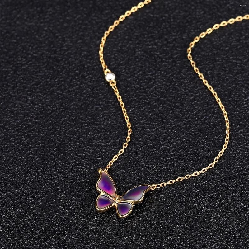 Butterfly Pendant Necklace For Women Korean Metal Chain Choker Female Simple Party Birthstone Necklaces Jewelry Gifts