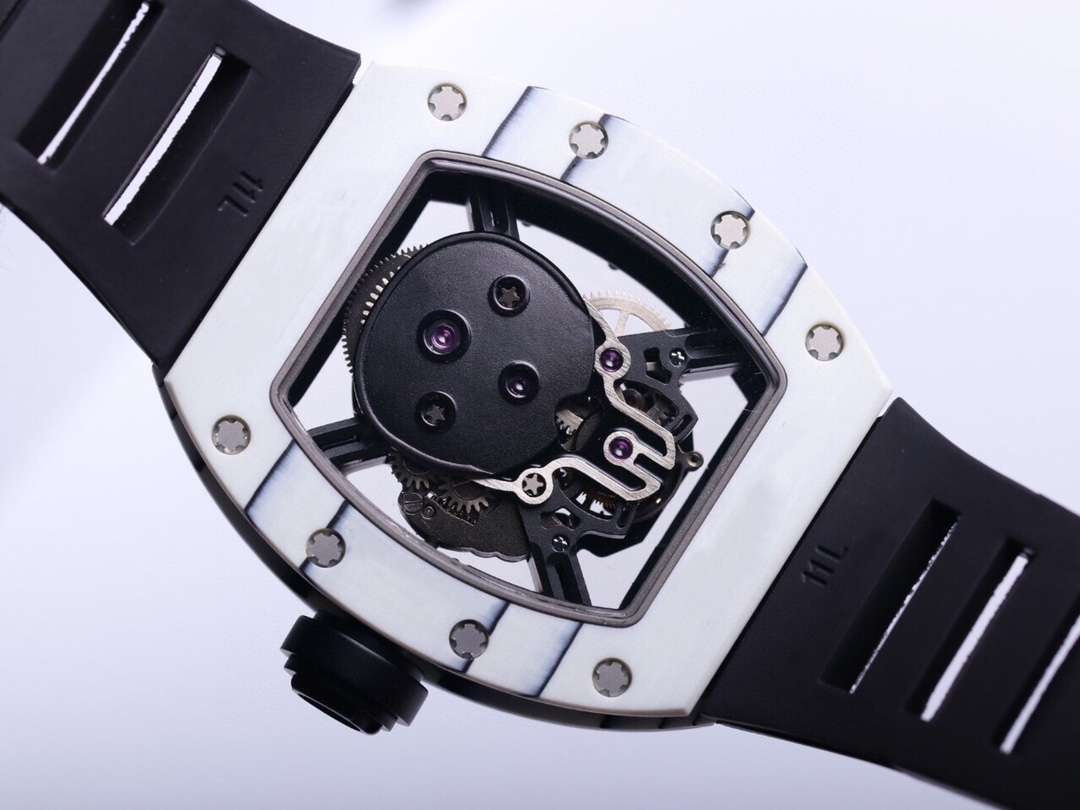 Fashion men's mechanical watch barrel type 50/43/16mm dial advanced movement automatic chain up sports leisure rubber strap super luxury skull watch