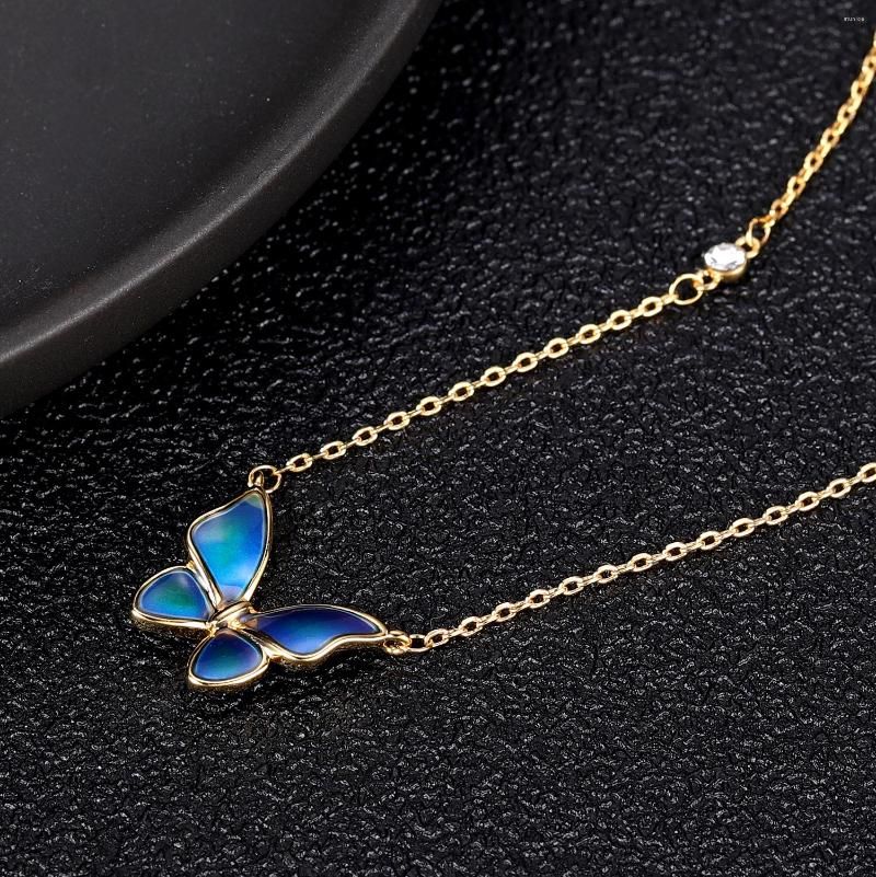 Butterfly Pendant Necklace For Women Korean Metal Chain Choker Female Simple Party Birthstone Necklaces Jewelry Gifts