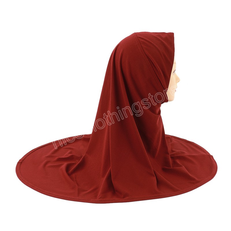 Ramadan islamique enfants une pièce Hijabs Eid filles musulmanes prière Turban châles chapeaux Simple enfants couleur unie foulard