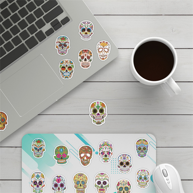 Halloween Sugar Skull Stickers Pack Laptop Sugar Skulls Decals Dia de Los Muertos Mexican Day of Dead Vinyl Sticker