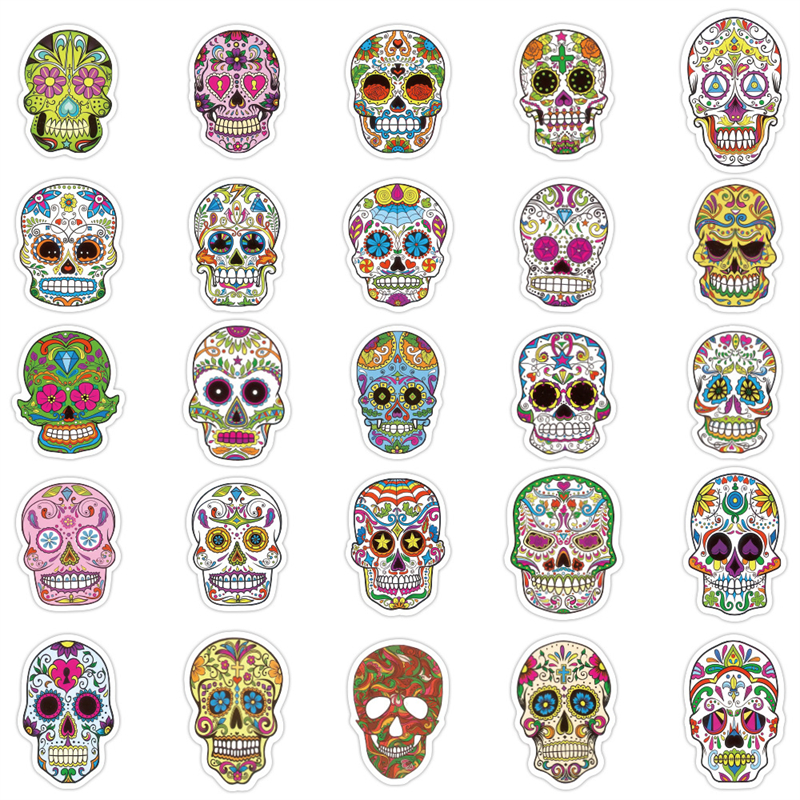 Halloween Sugar Skull Stickers Pack Laptop Sugar Skulls Decals Dia de Los Muertos Mexican Day of Dead Vinyl Sticker