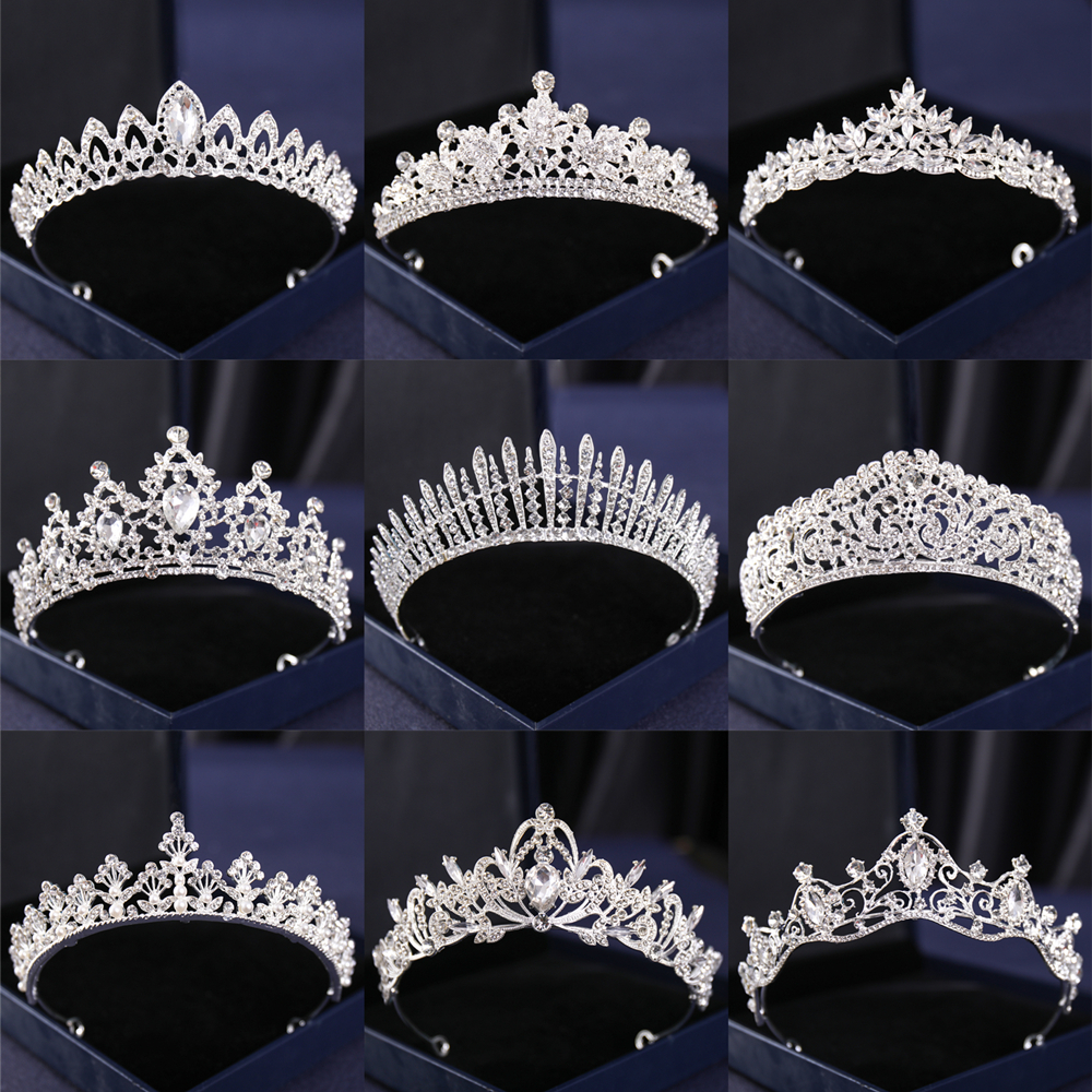 Fashion Jewelhair Jewelry Silver och Tiaras Barock Vintage Crown Tiara For Women Bride Pageant Prom Diadem Weddem Accessories