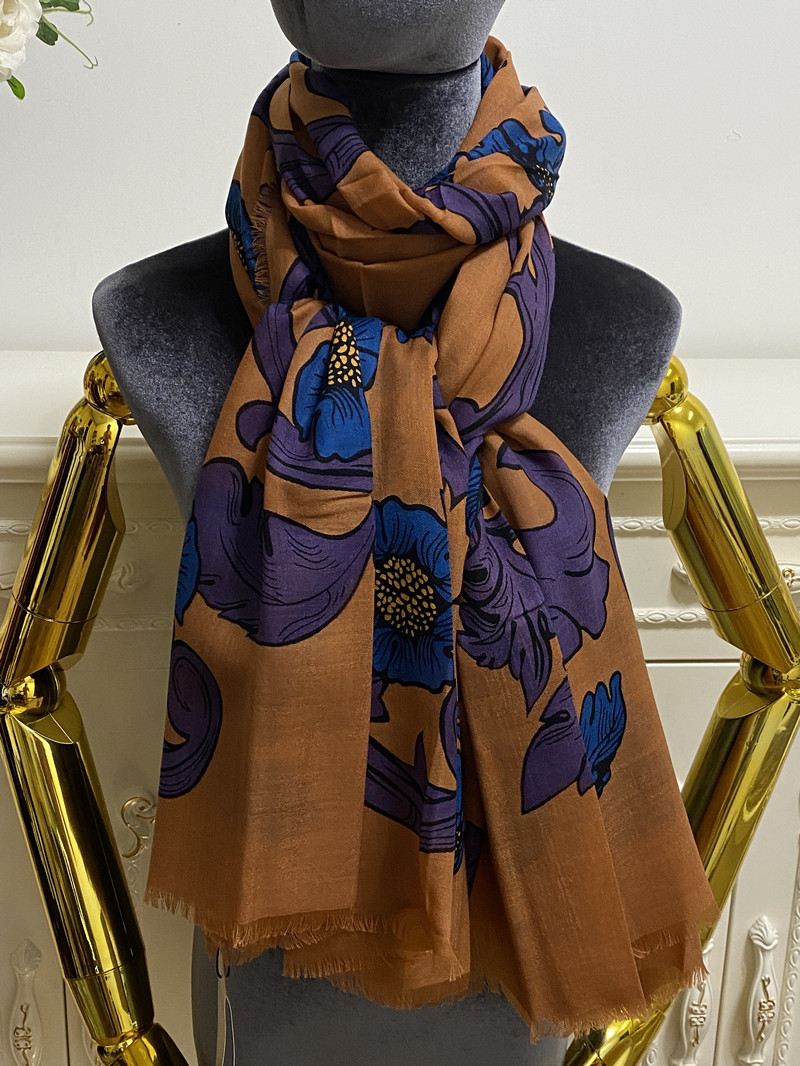Grande vente femmes écharpe longue écharpes laine cachemire matériel imprimé lettres fines et douces motif fleurs grande taille 200cm -130cm