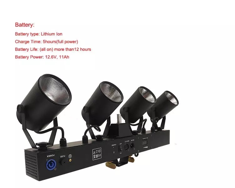 2 Packungen mit 4 LED-Effekten, 7 W COB, 3200 K, warmweißes DMX-Pinspot-Licht, wiederaufladbares Pin-Spot-Licht mit Akku, CRI 90