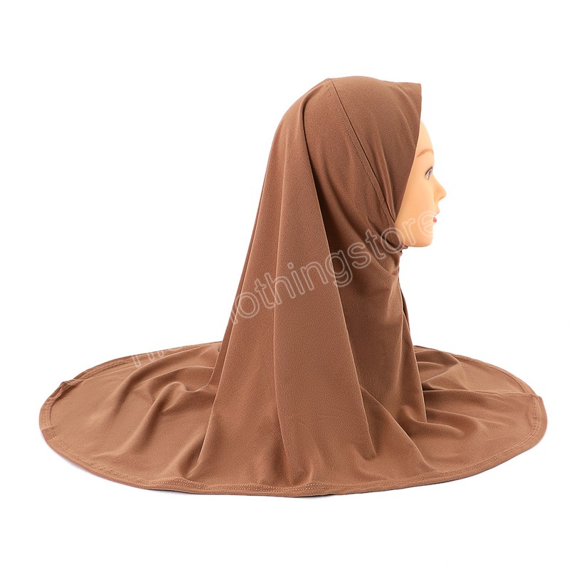 Ramadan islamique enfants une pièce Hijabs Eid filles musulmanes prière Turban châles chapeaux Simple enfants couleur unie foulard