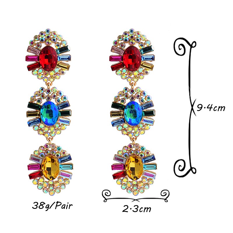 Orecchini pendenti pendenti in cristallo di metallo lunghi di dichiarazione Accessori di gioielli in vetro di moda le donne