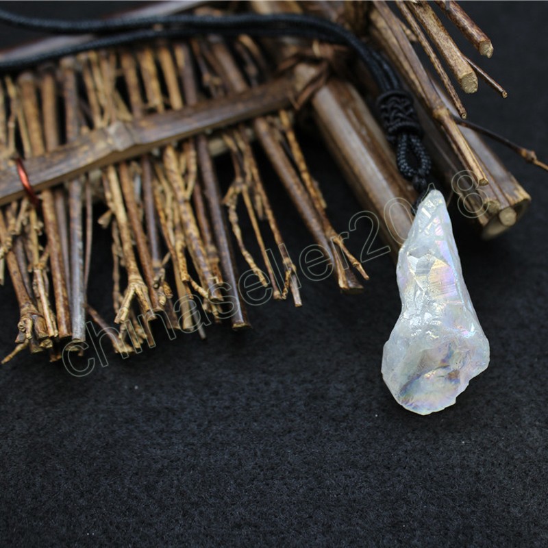 Reiki Natural Quartz Stone Pendant Colliers Femmes Colore Collite Collier de Crystal Mineraire Raw Irrégulet