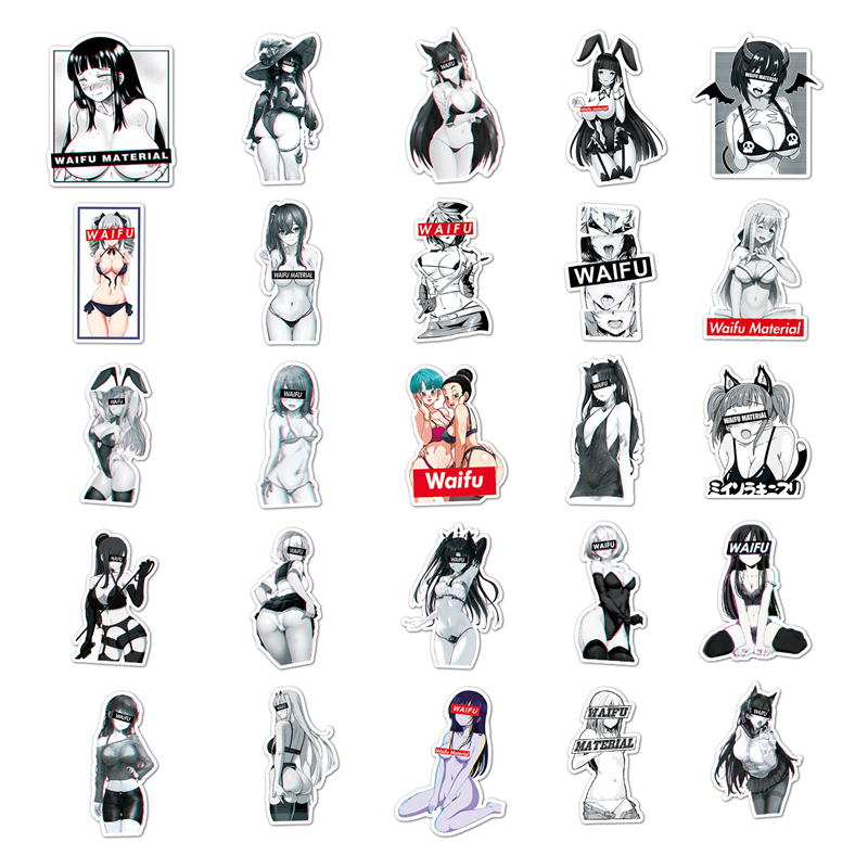 's sexy waifu anime meisje stickers kawaii graffiti stickers voor doe -het -zelf bagage laptop skateboard motorfiets fietssticker