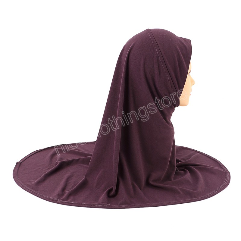 Ramadan islamique enfants une pièce Hijabs Eid filles musulmanes prière Turban châles chapeaux Simple enfants couleur unie foulard