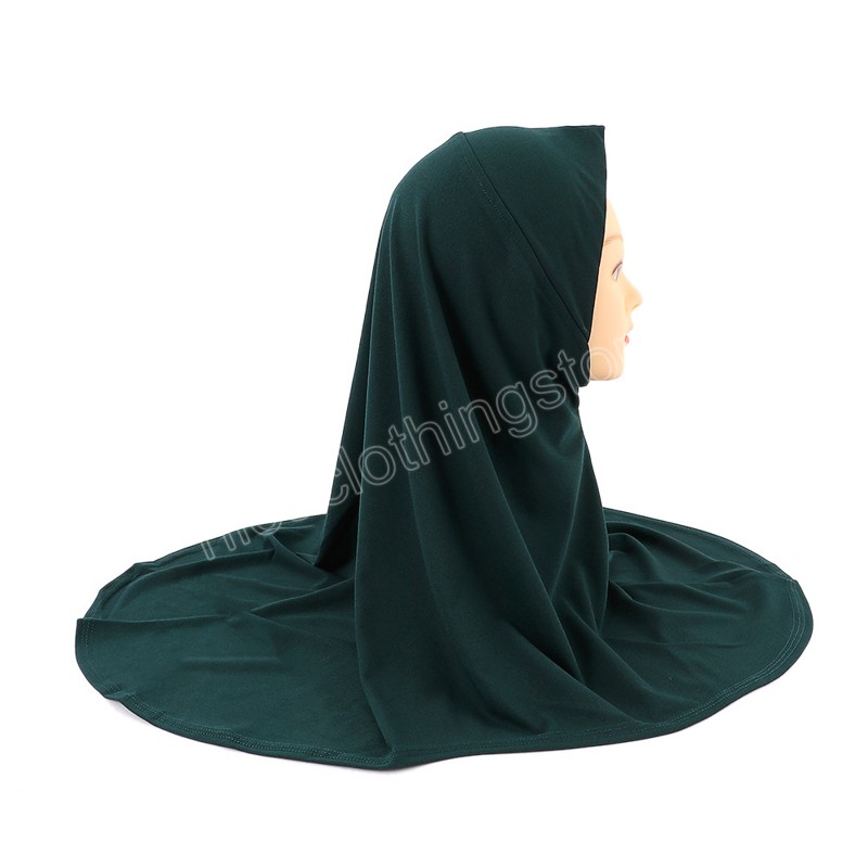 Ramadan islamique enfants une pièce Hijabs Eid filles musulmanes prière Turban châles chapeaux Simple enfants couleur unie foulard