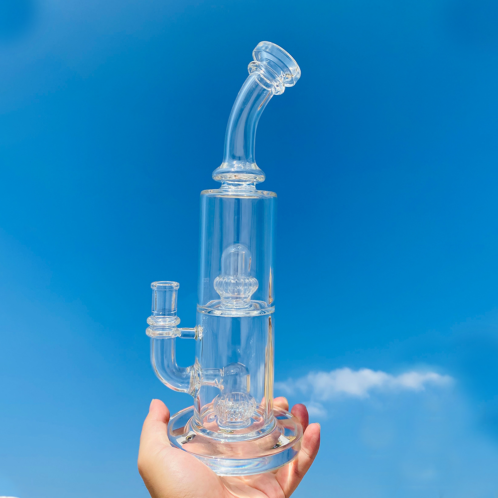 Bang en verre unique narguilé 13 pouces scientifique double couronne perc conduites d'eau en verre cool dab rigs