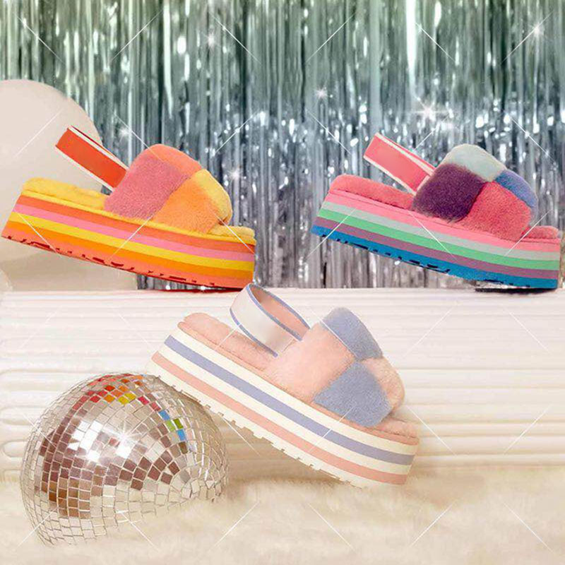 Indossare scarpe Stivali di cotone Tacco piatto Spot Pantofole calde Peluche Donna Fondo spesso esterno Neve