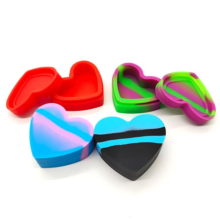 Lovely Heart Shaped Wax Container Silicone Jar 17 Ml Nonstick Herb Stash Dab Bho Oil Butane Vaporizer Cream Containers SN6824