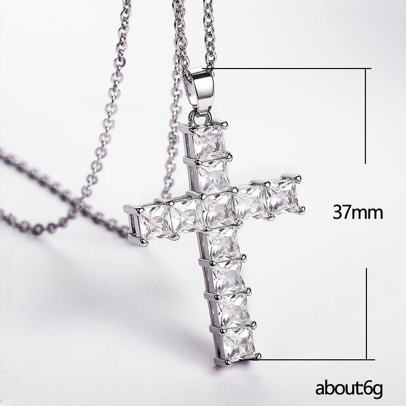 Diamond Stone Cross Cross Wisianty Naszyjka biżuteria platyna platana mężczyźni kobiety kochanek dar para biżuterii religijnej