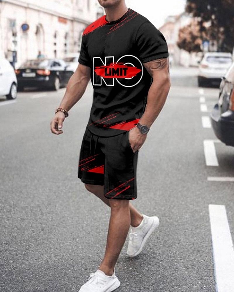 Träningsoveraller för män Sommartrend Kostym Casual Beach Shorts Set 3D Print Kläder Graffiti T-shirt med rund hals för män Kortärmad 2-delad 220930