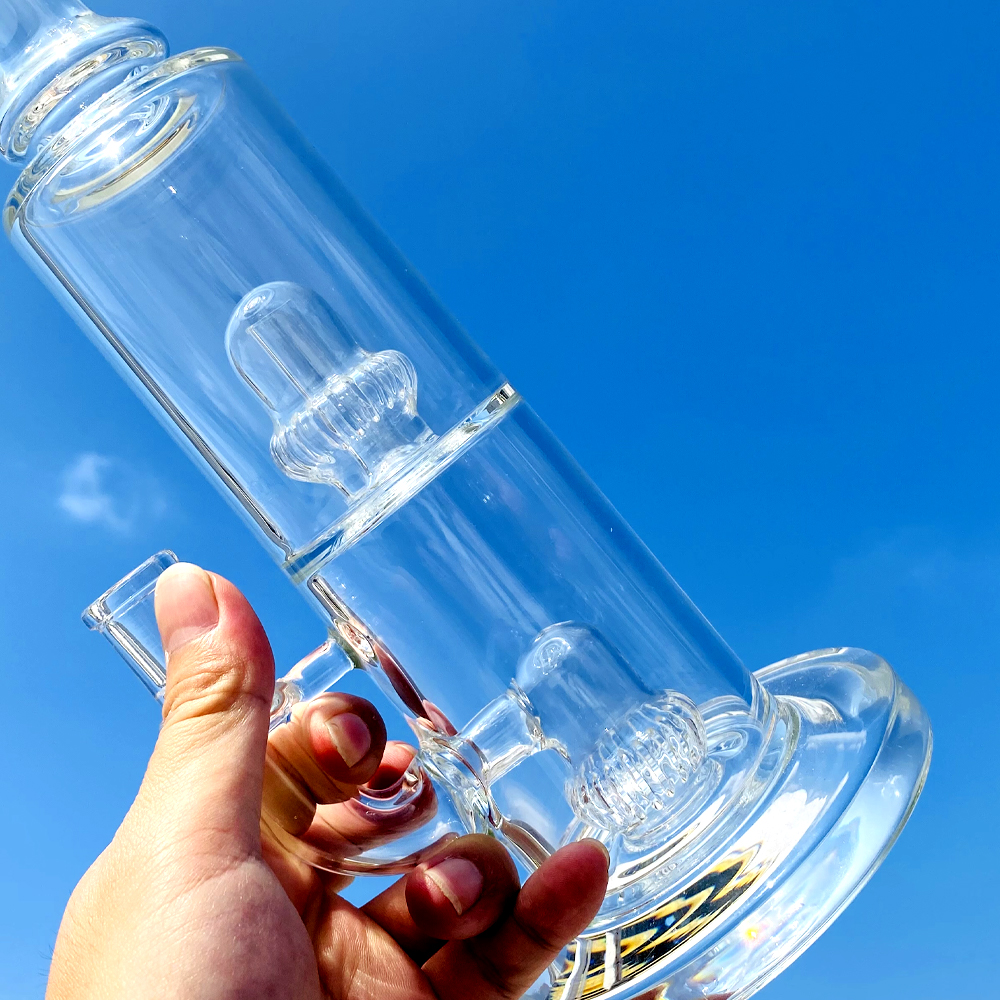 Unico bong in vetro narghilè 13 pollici scientifico doppia corona perc tubi dell'acqua in vetro cool dab rig