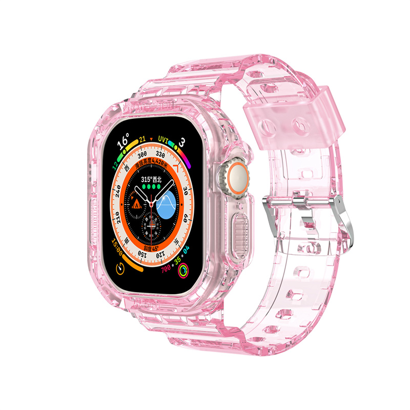 حزام الساعة الجليدية TPU Case لـ Apple Watch Ultra 49mm Band Series 8 7 6 5 4 3 2 Watchband Color Drapparent Iwatch 45mm 44mm 42mm 41mm 40mm 38mm Accessoires