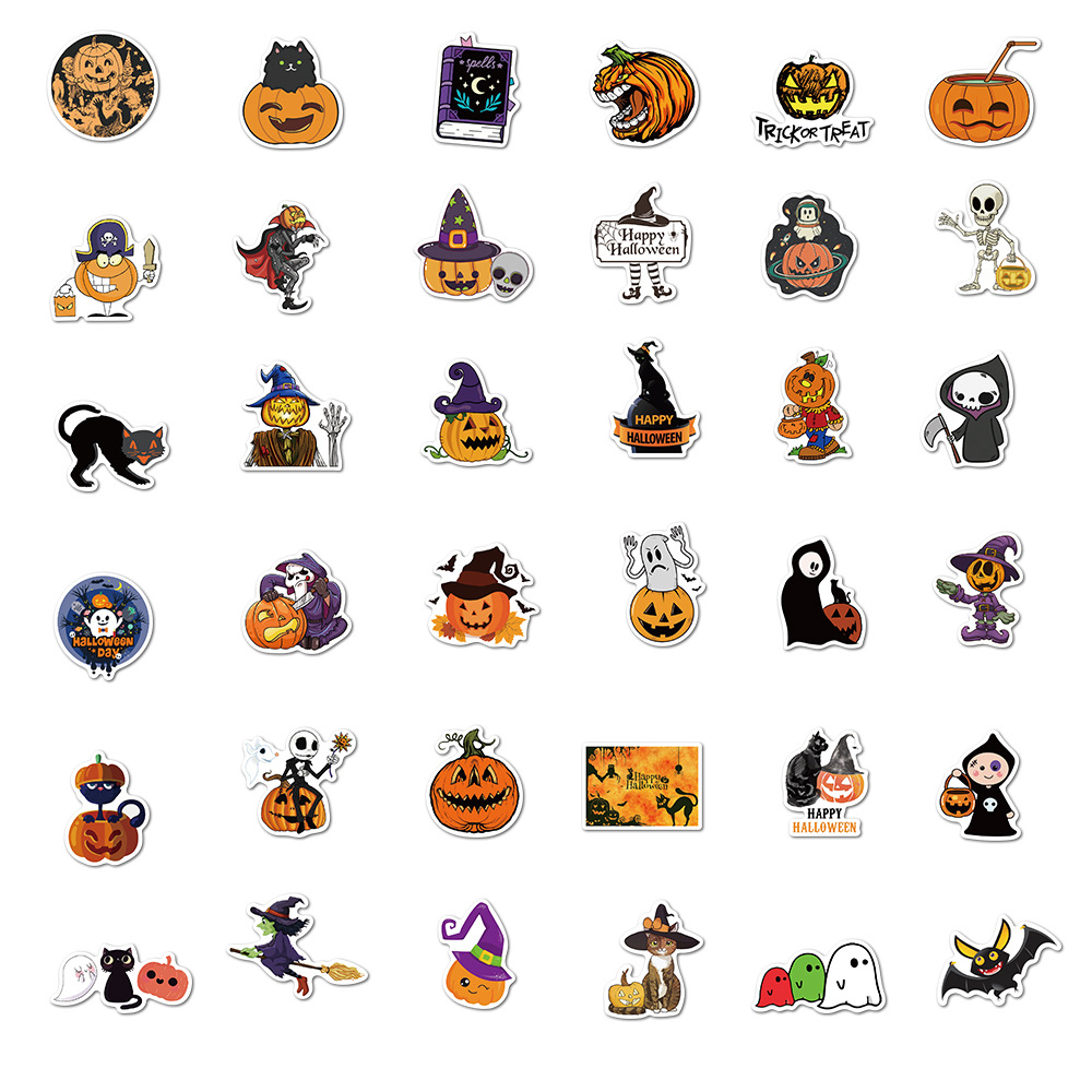 100 pezzi adesivi di Halloween carino vinile estetico impermeabile giorno di Halloween adesivo laptop bottiglia d'acqua buste artigianato decorazioni scrapbooking