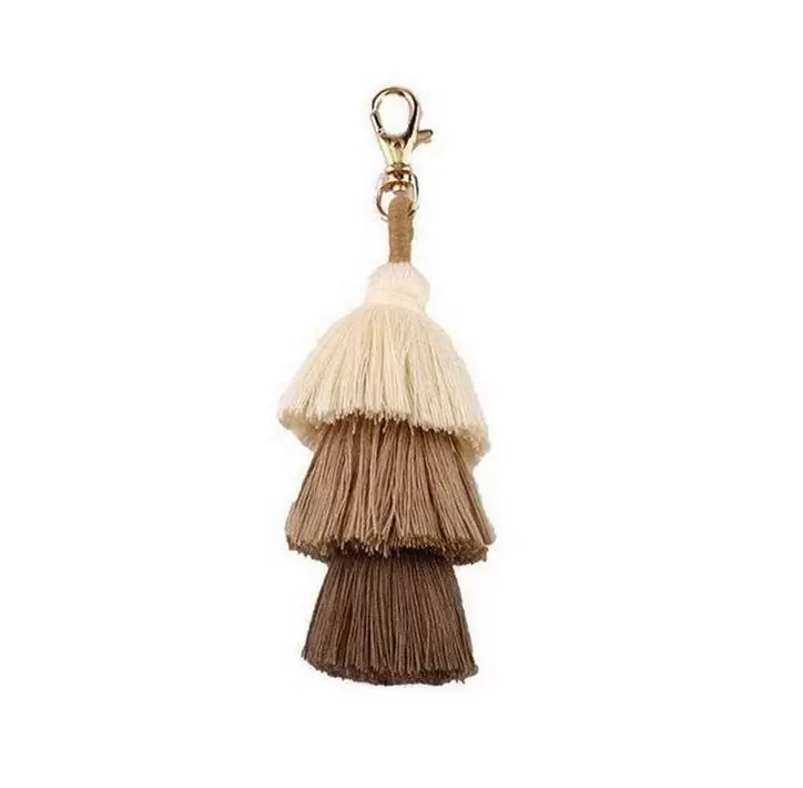 Handmade Colorful Boho Pom Tassel Bag Charm Key Chains Fashion Jewerly Keychains Key Ring 