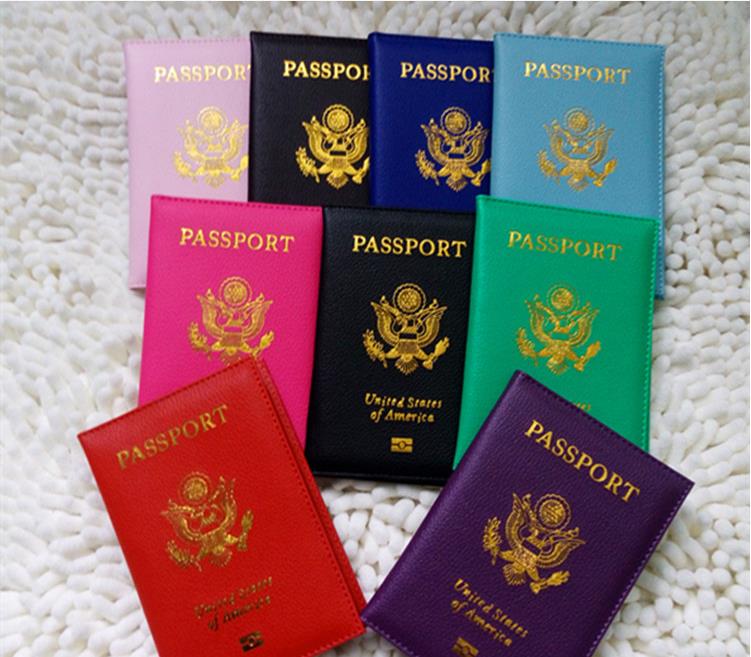 Söta USA PASSPORTS COVER Affärskortfiler Kvinnor Pink Travel Passport Holder American Covers for Passport Girls Case Pouch Pasport SN4192
