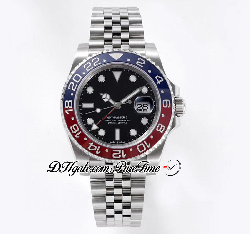 VRF GMT II Peipsi VR3285 Automatic Mens Watch 40mm Red Blue Ceramic Bezel Black Dial 904L JubileeSteel Diamonds Bracelet Super Edition Same Series Card Puretime C3