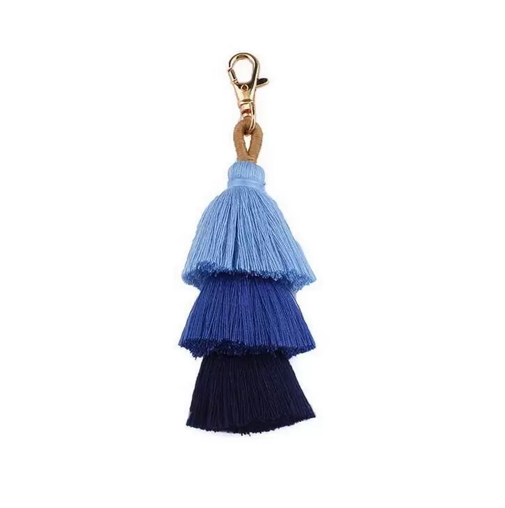 Handgjorda f￤rgglada Boho Pom Tassel Bag Charm Key Chains Fashion Jewerly Keychains Key Ring 10 F￤rger