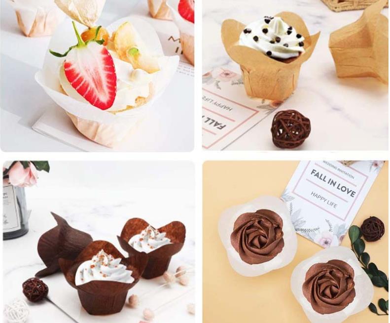 Bakning mögel lotus bakning papper cupcake muffin foder pergament kopp fett resistenta omslag för bröllop födelsedag sn6827