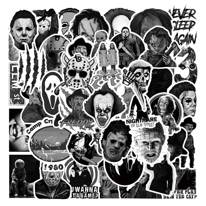 50st Halloween Ghost Horror Movie Thriller Killer Stickers för bärbara vattenflaskor