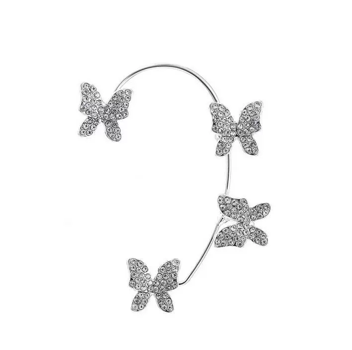 Moda Butterfly Ear manguito sem piercing para mulheres brilhantes clipes de ouvido de zirc￣o Brincos de festa de joias de festas de casamento por atacado