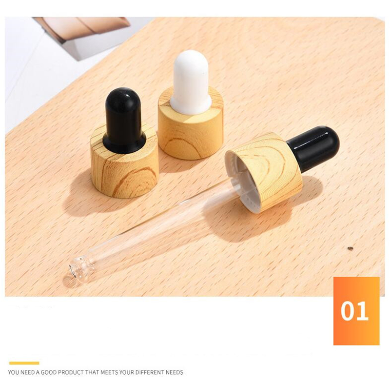 Venta al por mayor Frasco cuentagotas de vidrio esmerilado Tapa de bambú Frascos cuentagotas para ojos Contenedor de almacenamiento de maquillaje vacío portátil Dispensador de titulares de belleza para aceite esencial