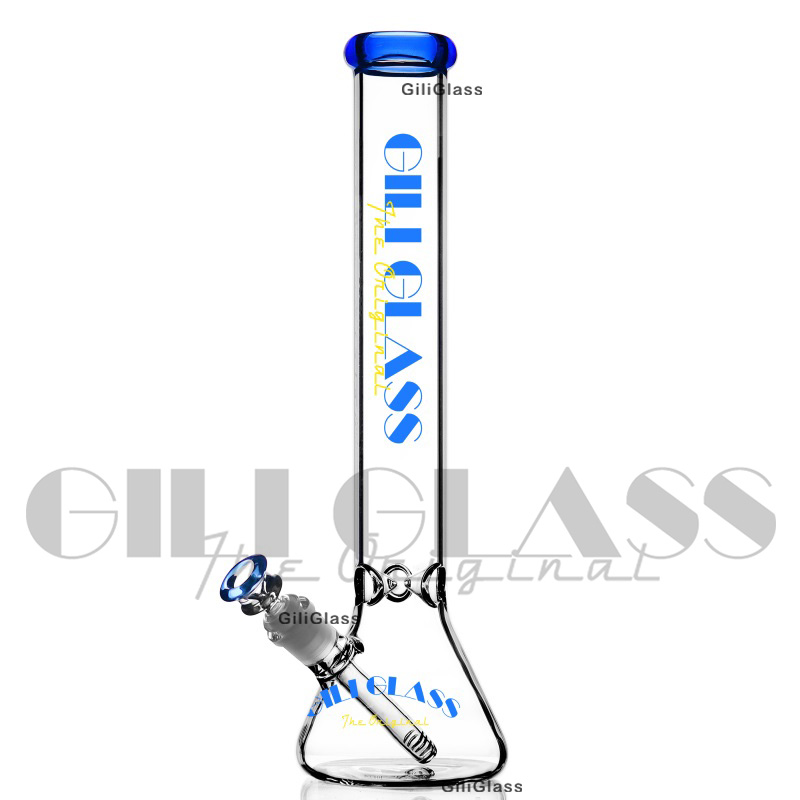 18-Zoll-Shisha, großer Glasbecher, Bong-Boden, hohe Bongs, berauschende Dab-Rig-Wasserpfeifen, Bongs, Pfeife mit Giliglass-Logo