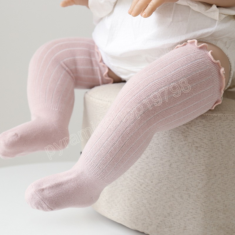 Dessin animé nouveau-né bébé fille chaussette coton printemps automne infantile bébé genou chaussettes hautes pour 0-3 ans