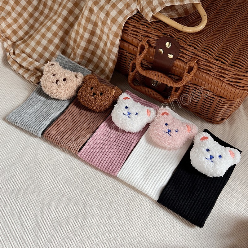 Coréen bébé chaussettes mignon dessin animé ours enfants garçons filles genou chaussettes beaux animaux infantile enfant en bas âge étage longue chaussette