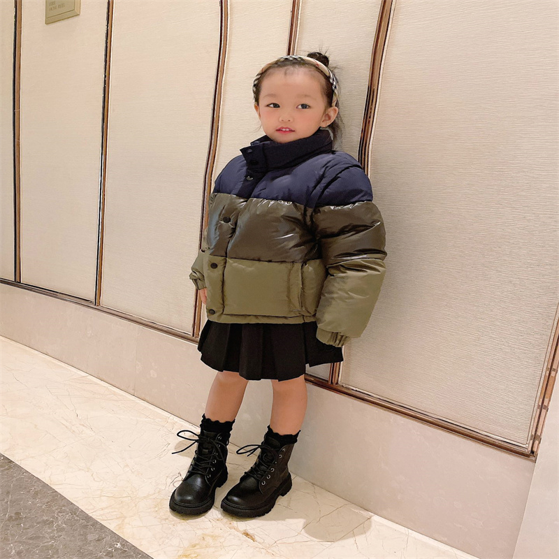 Baby Designer Clothes Coats Children's European And American Style Three-Color Splicing Collared Simple Gradual Change Can Remove Sleeves Winter Thickened Jacket