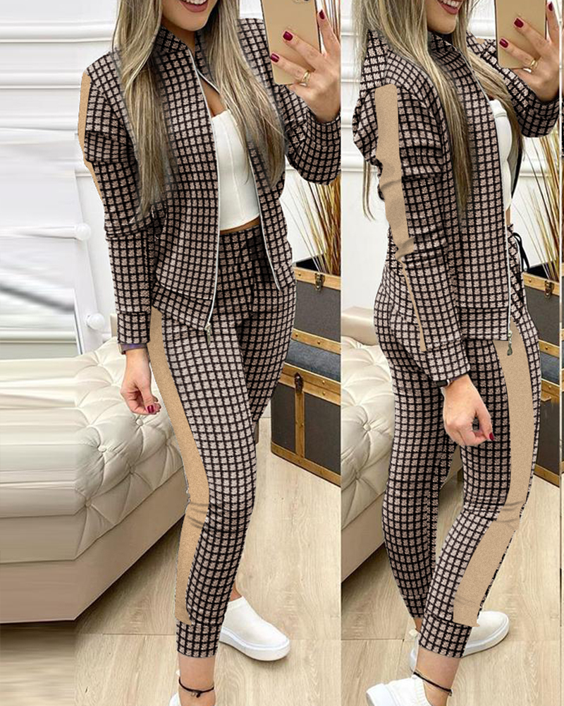 Kvinnors tvåbitar byxor Herrspår Set Woman Trouser Suits dragkedja Jacka byxor Tracksuit Women Patchwork Sportwear Casual Female Jogging Suit Plus Plus