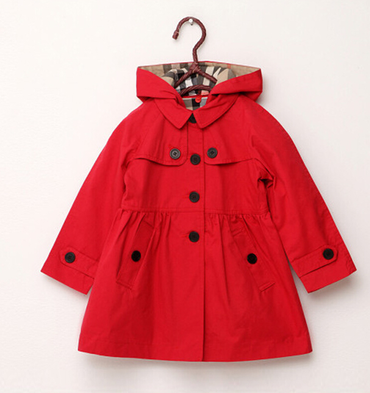 Tench Coats Children Birthday Present Girls Sweatshirt Spring herfst Lange stijl Hooded jas voor meisjesjack Red Wind Breaker 2201006