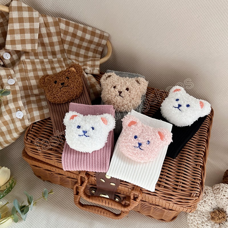 Coréen bébé chaussettes mignon dessin animé ours enfants garçons filles genou chaussettes beaux animaux infantile enfant en bas âge étage longue chaussette