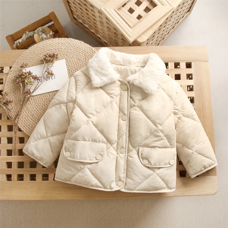 Down Coat Girls winter cotton jacket fashion allmatch thick Keep warm boy fur collar coat Korean version 27 years child Quality clothing 2201006