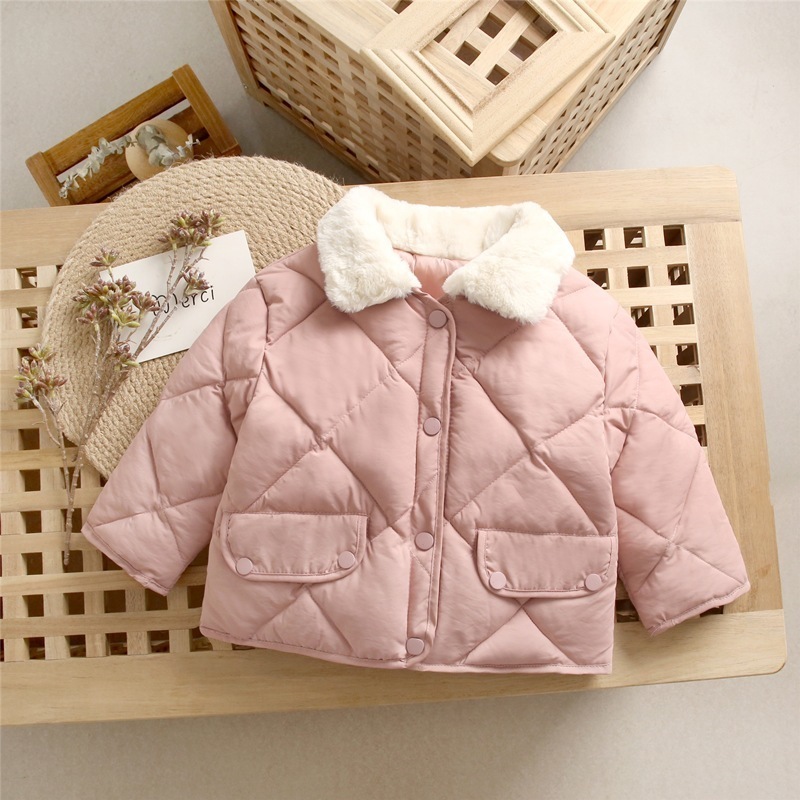 Down Coat Girls winter cotton jacket fashion allmatch thick Keep warm boy fur collar coat Korean version 27 years child Quality clothing 2201006