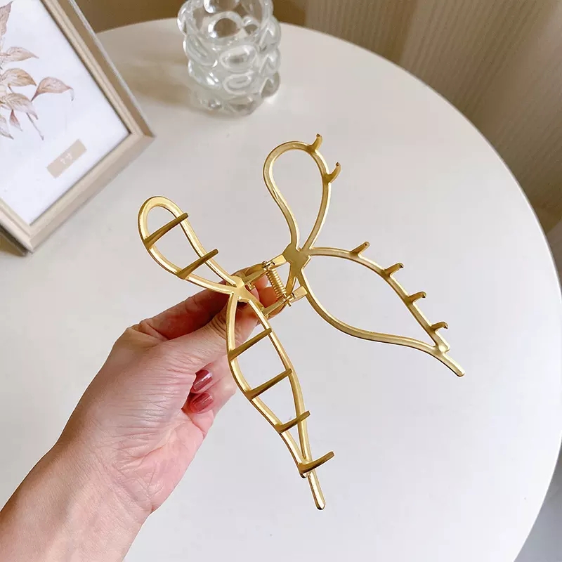 Koreaanse mode geometrische haai jumbo maat nieuw massief goud zwart metaal kleur legering haar klauw clip haaraccessoires voor dames